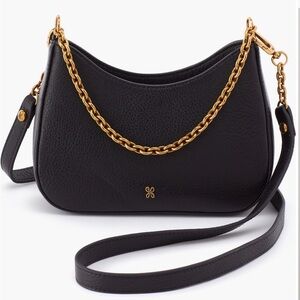 HOBO Black Leather Rosa Crossbody Bag with Gold Chain NWT